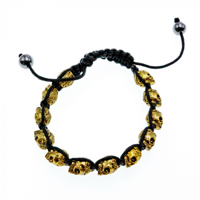 Sky Jewelry Браслет Шамбала  Золотые черепа