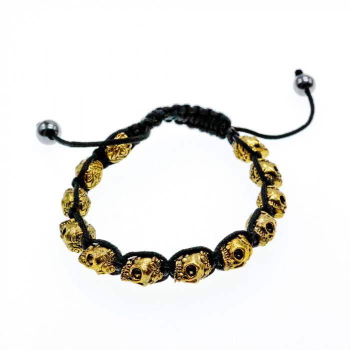 Sky Jewelry Браслет Шамбала  Золотые черепа