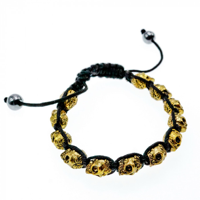 Sky Jewelry Браслет Шамбала  Золотые черепа