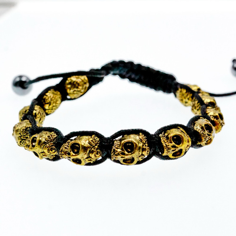 Sky Jewelry Браслет Шамбала  Золотые черепа