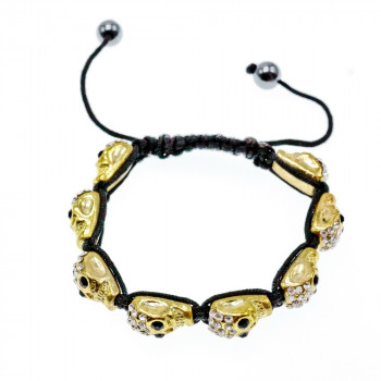 Sky Jewelry Браслет Шамбала с фианитами Золотой череп