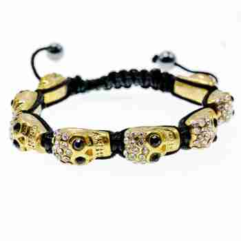 Sky Jewelry Браслет Шамбала с фианитами Золотой череп