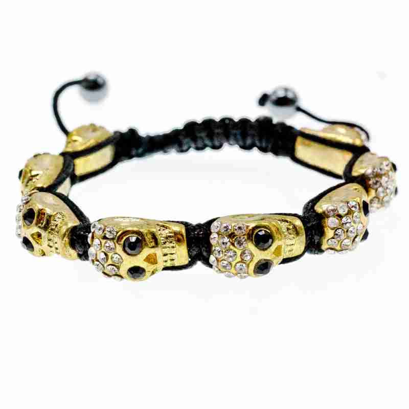 Sky Jewelry Браслет Шамбала с фианитами Золотой череп