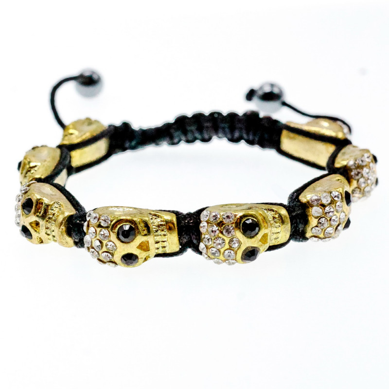 Sky Jewelry Браслет Шамбала с фианитами Золотой череп