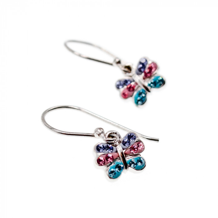Sky Jewelry Серебряные серьги с фианитами  Бабочка