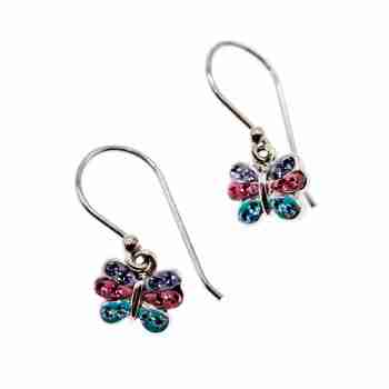 Sky Jewelry Серебряные серьги с фианитами  Бабочка