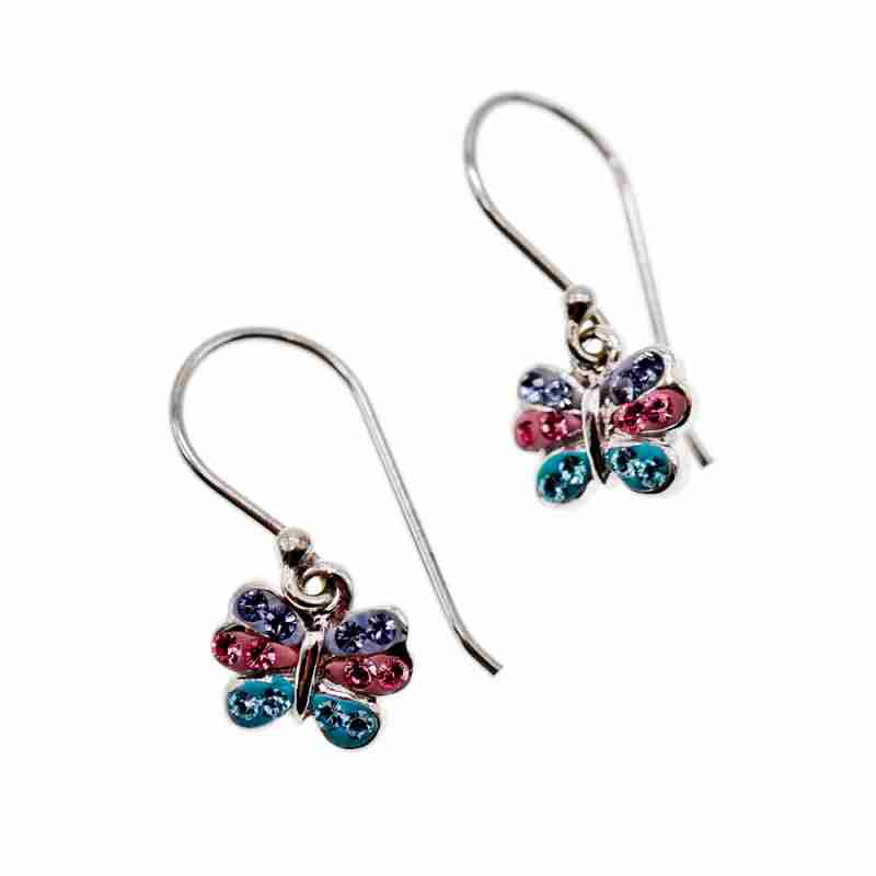 Sky Jewelry Серебряные серьги с фианитами  Бабочка