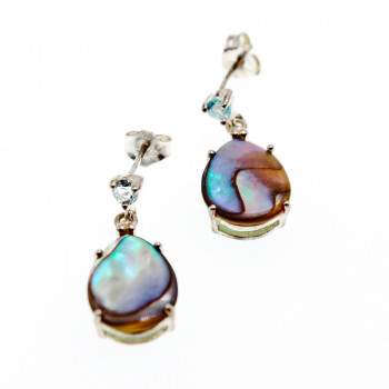 Sky Jewelry Серебряные серьги с камнями гелиотис и топаз