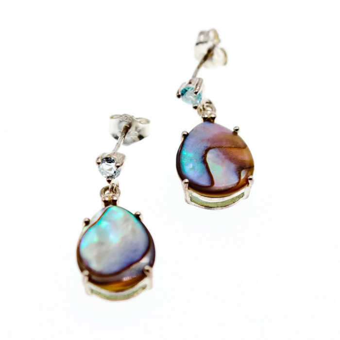Sky Jewelry Серебряные серьги с камнями гелиотис и топаз