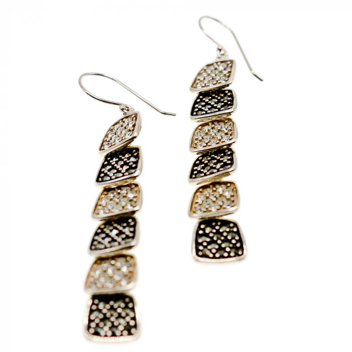 Sky Jewelry Серебряные серьги с марказитом и фианитами   Вечеринка