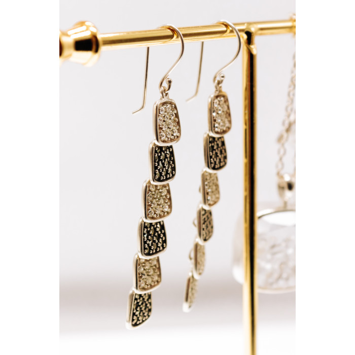 Sky Jewelry Серебряные серьги с марказитом и фианитами   Вечеринка