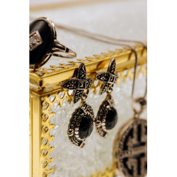 Sky Jewelry Серебряные серьги с марказитом и ониксом