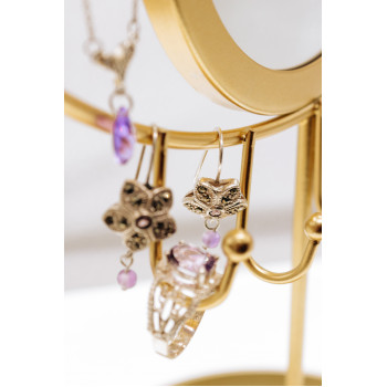 Sky Jewelry Серебряные серьги с аметистом и марказитом