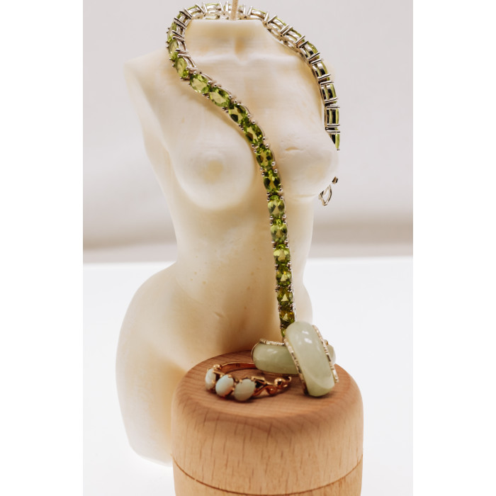 Sky Jewelry Серебряные серьги с нефритом