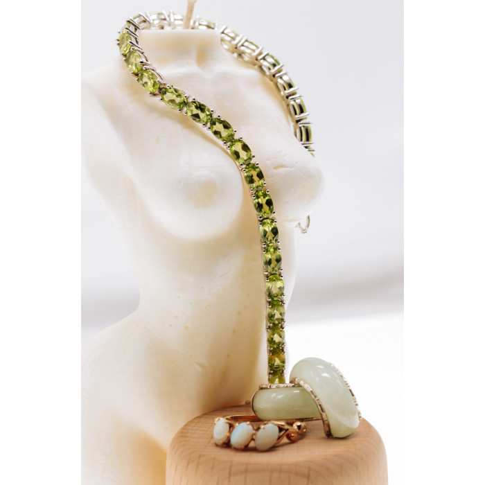 Sky Jewelry Серебряные серьги с нефритом