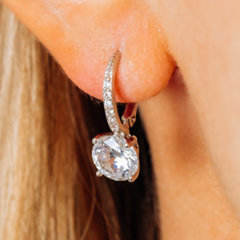 Sky Jewelry Серебряные серьги с фианитами  Сияй