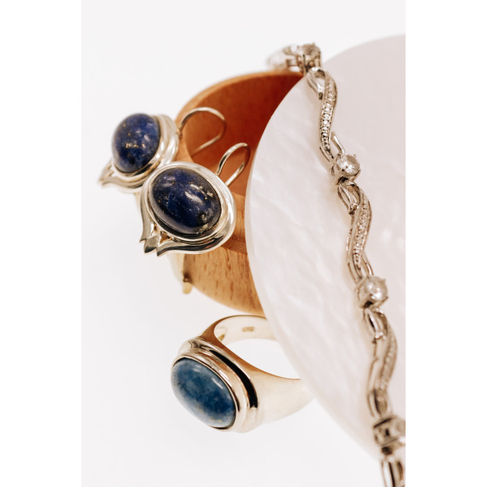 Sky Jewelry Серебряные серьги с камнем содалит