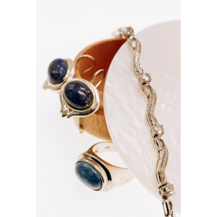 Sky Jewelry Серебряные серьги с камнем содалит