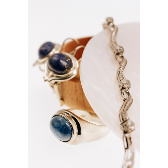 Sky Jewelry Серебряные серьги с камнем содалит