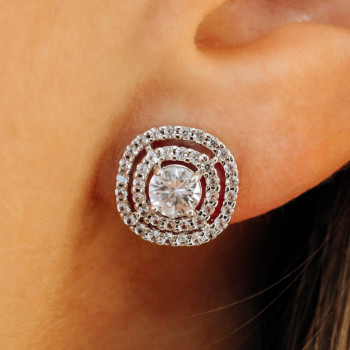 Sky Jewelry Серебряные серьги с фианитами  Праздник