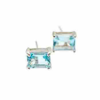 Sky Jewelry Серебряные серьги - гвоздики с голубым топазом
