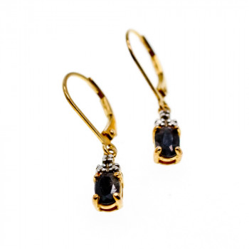 Sky Jewelry Серебряные серьги с позолоте с сапфиром