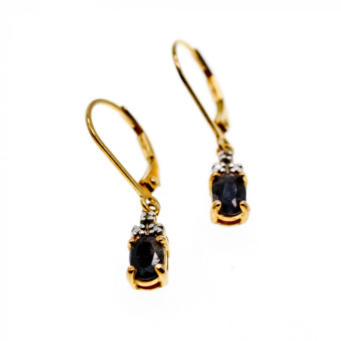 Sky Jewelry Серебряные серьги с позолоте с сапфиром