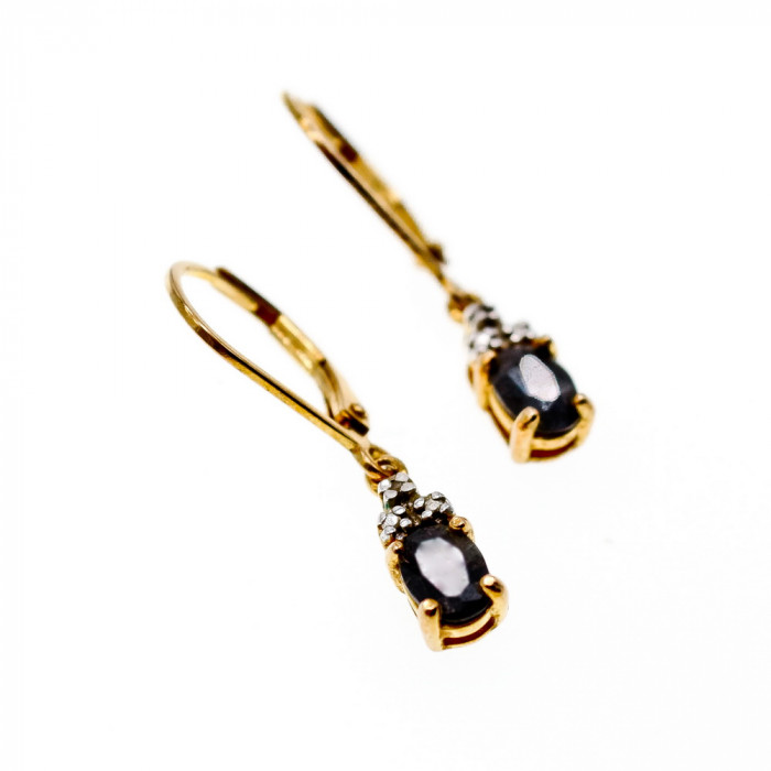 Sky Jewelry Серебряные серьги с позолоте с сапфиром