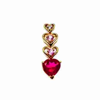 Sky Jewelry Золотой кулон с рубином морганитом и бриллиантом  Сердце