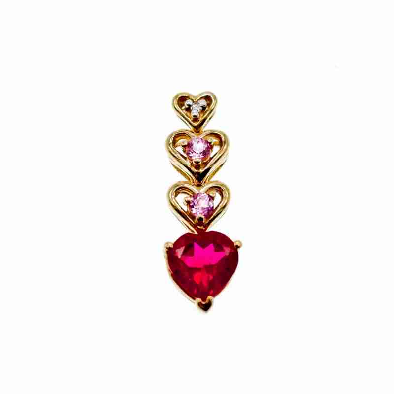 Sky Jewelry Золотой кулон с рубином морганитом и бриллиантом  Сердце