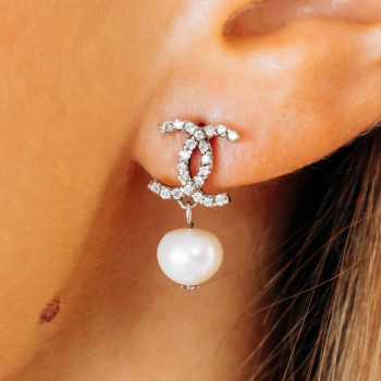 Sky Jewelry Серебряные серьги с жемчугом и фианитами