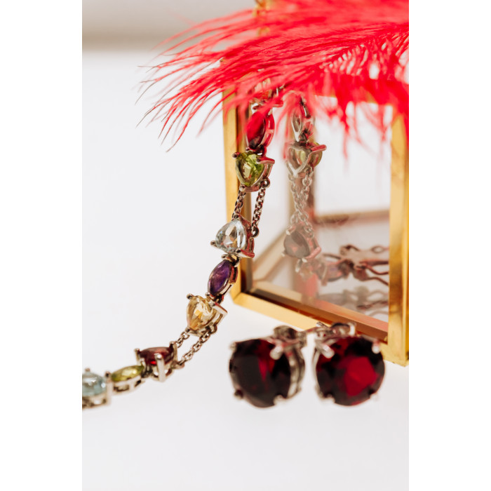 Sky Jewelry Серебряные серьги с гранатом