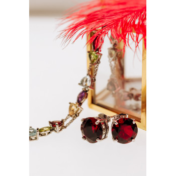 Sky Jewelry Серебряные серьги с гранатом