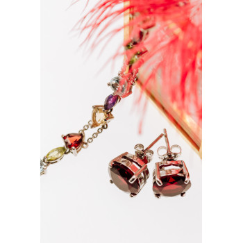 Sky Jewelry Серебряные серьги с гранатом