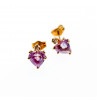 Sky Jewelry Золотые серьги с аметистом и бриллиантом  Сердце