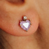 Sky Jewelry Золотые серьги с аметистом и бриллиантом  Сердце