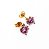 Sky Jewelry Золотые серьги с аметистом и бриллиантом  Сердце
