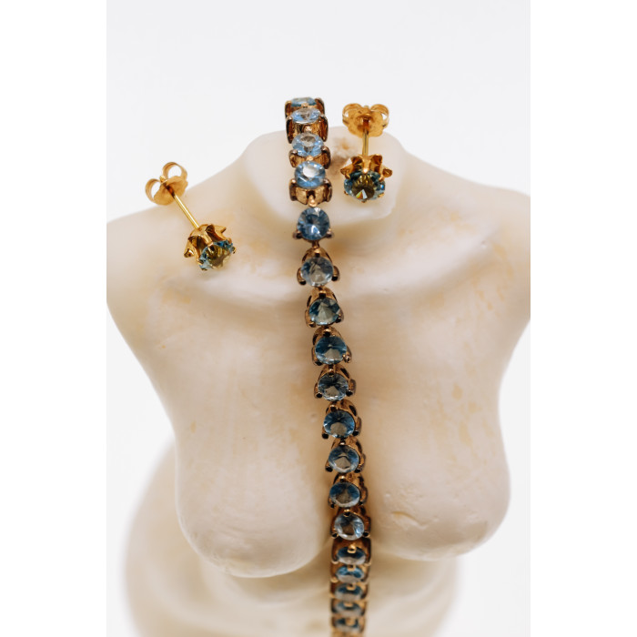 Sky Jewelry Золотые серьги с топазом  Счастье