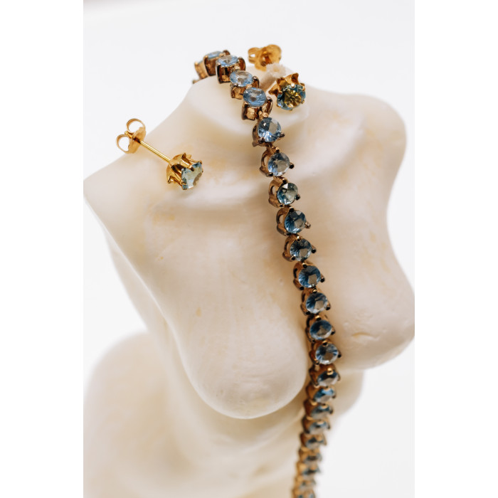 Sky Jewelry Золотые серьги с топазом  Счастье