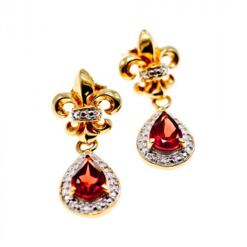 Sky Jewelry Серебряные серьги в позолоте с гранатом