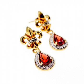 Sky Jewelry Серебряные серьги в позолоте с гранатом