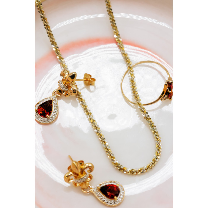 Sky Jewelry Серебряные серьги в позолоте с гранатом