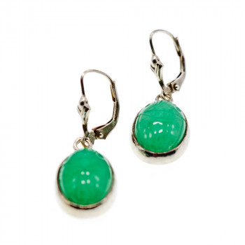 Sky Jewelry Серебряные серьги с зеленым нефритом