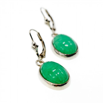 Sky Jewelry Серебряные серьги с зеленым нефритом