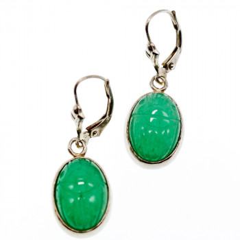 Sky Jewelry Серебряные серьги с зеленым нефритом