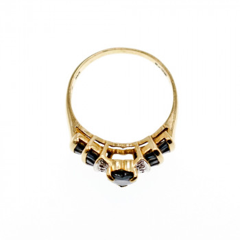 Sky Jewelry Золотое кольцо с сапфирами и бриллиантами  Сердце