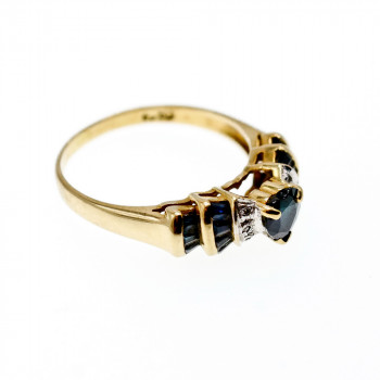 Sky Jewelry Золотое кольцо с сапфирами и бриллиантами  Сердце