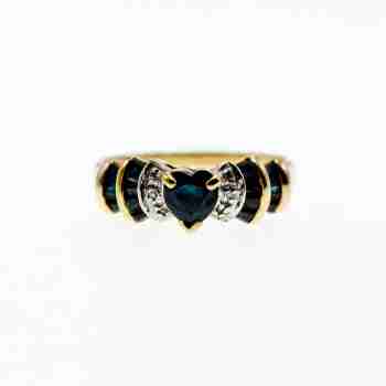 Sky Jewelry Золотое кольцо с сапфирами и бриллиантами  Сердце