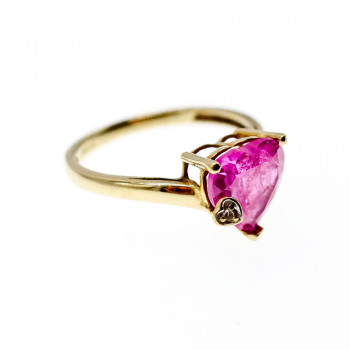 Sky Jewelry Золотое кольцо с розовым топазом и бриллиантом  Сердце