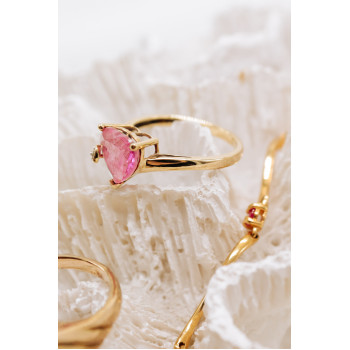 Sky Jewelry Золотое кольцо с розовым топазом и бриллиантом  Сердце